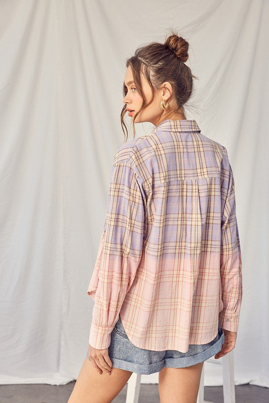 Amanda Ombre Plaid Cotton Flannel Top