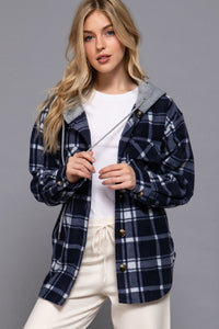 Andrea Plaid Hooded Fleece Jacket