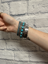 Antique Silver & Turquoise Layered Bracelet Set