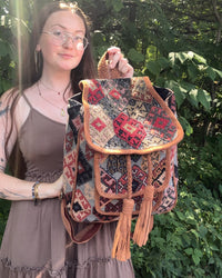 Arabella Suede Trim Embroidered Backpack