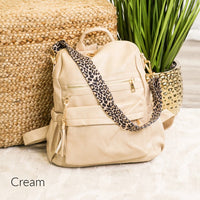 Kristi Leopard Strap Convertible Backpack