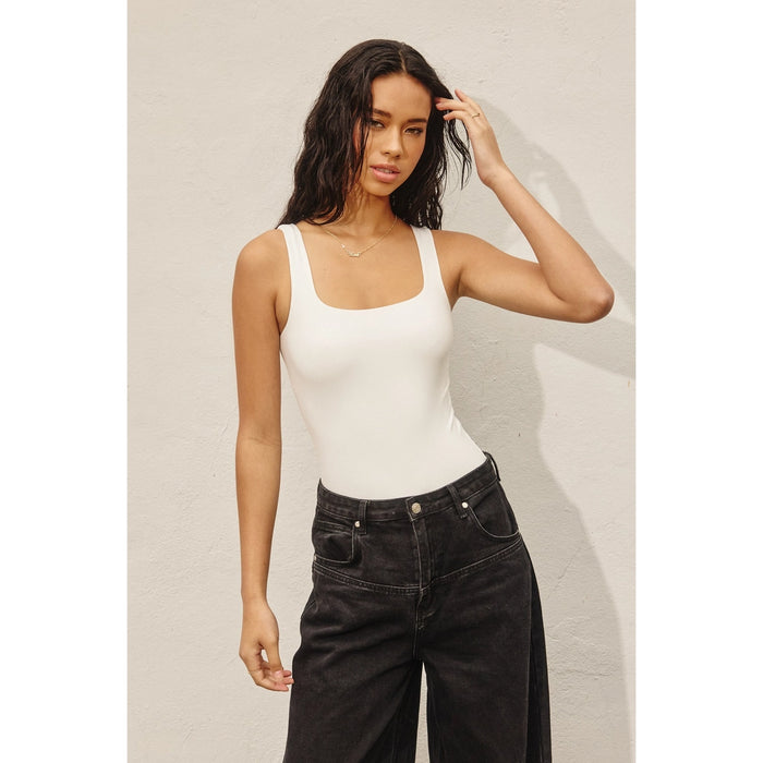 Alissa Square Neck Bodysuit -Ivory