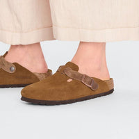 Birkenstock Boston Suede Braided Clogs - Mink (Medium/Narrow)