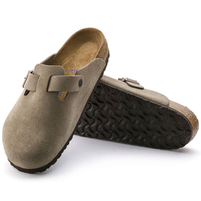 Birkenstock Boston Soft Footbed Suede Slippers - Taupe (Medium/Narrow)