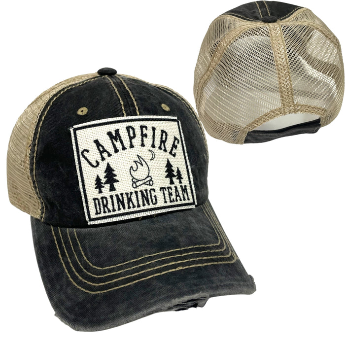 Campfire Drinking Team Distressed Trucker Cap