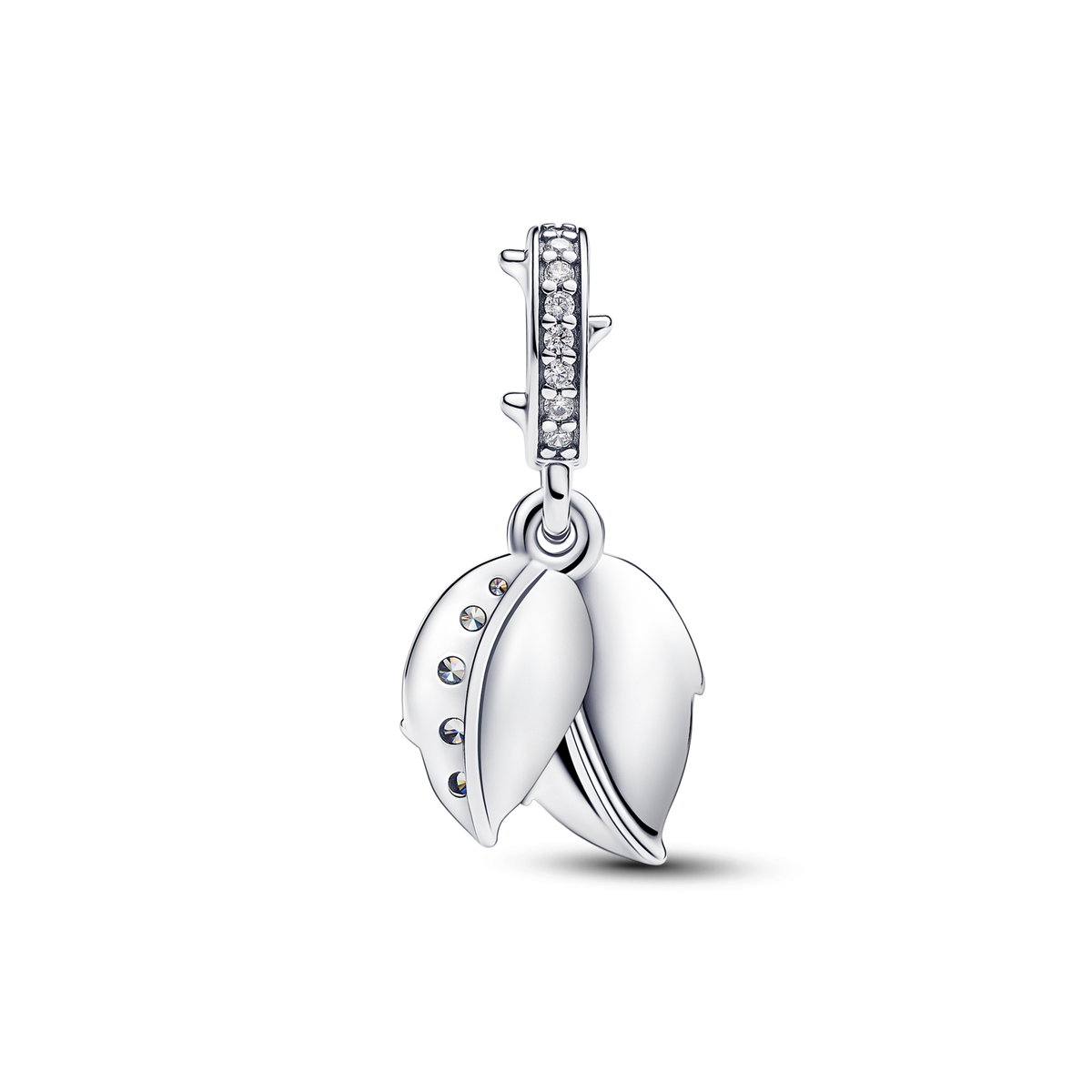 White Rose in Bloom Double Dangle Charm