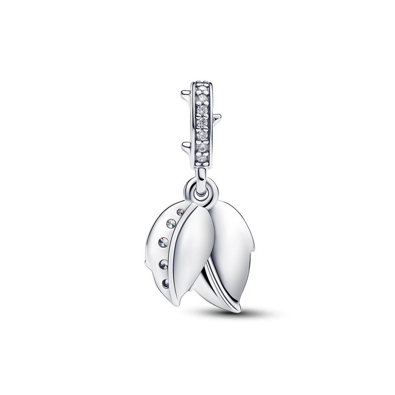 White Rose in Bloom Double Dangle Charm