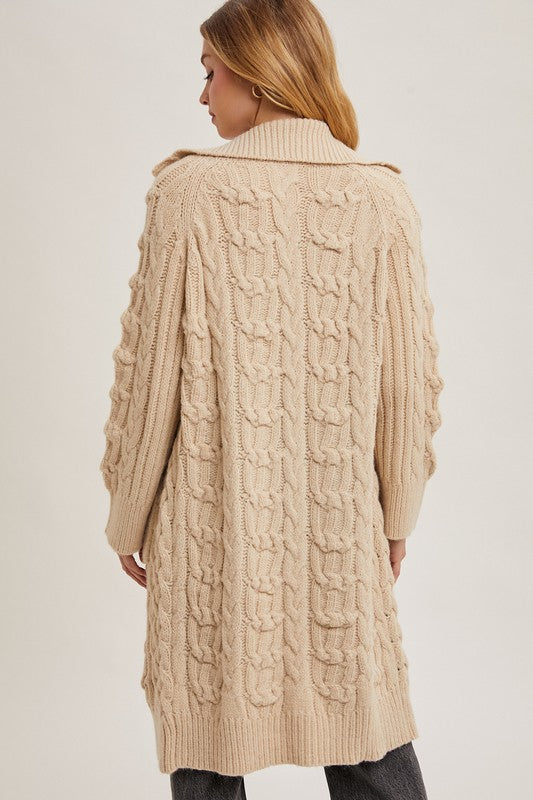 Celeste Cable Knit Button Down Cardigan