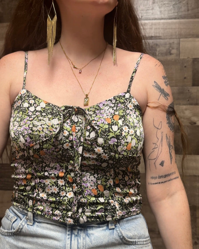 Celine Floral Woven Tank