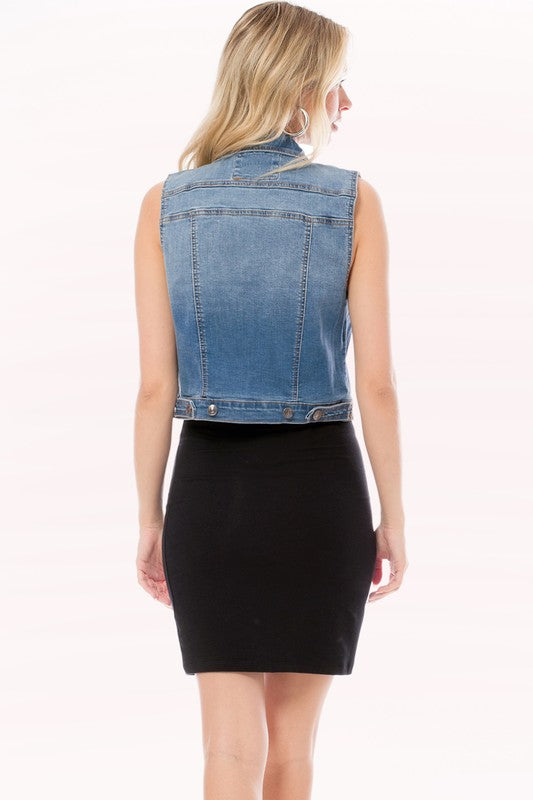 Cherie Medium Wash Denim Vest