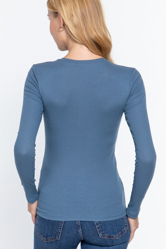 Cheryl Henley Top - Steel Blue