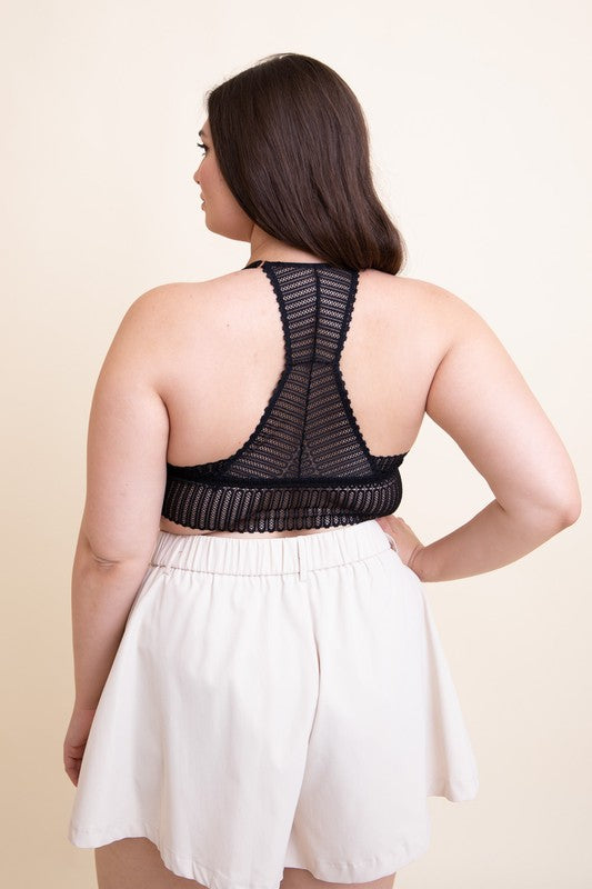 Clara Lace Racerback Bralette - Black