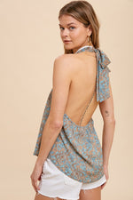 Coralie Printed Satin Halter Tank