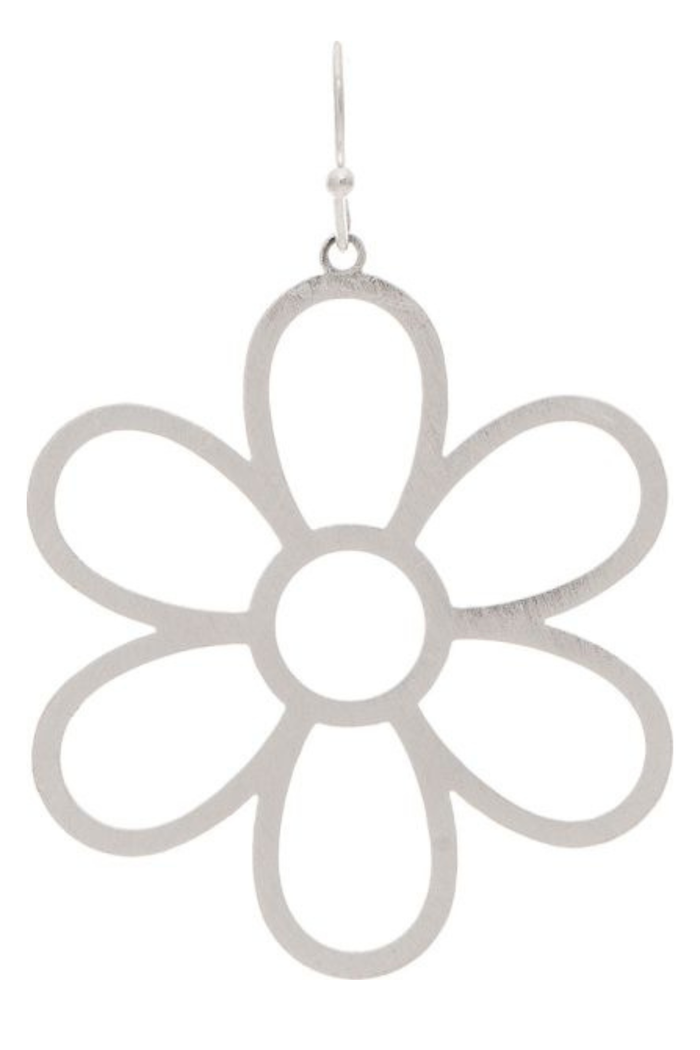 Silver daisy outline earrings