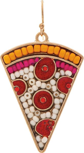 Beaded Pizza Earrings