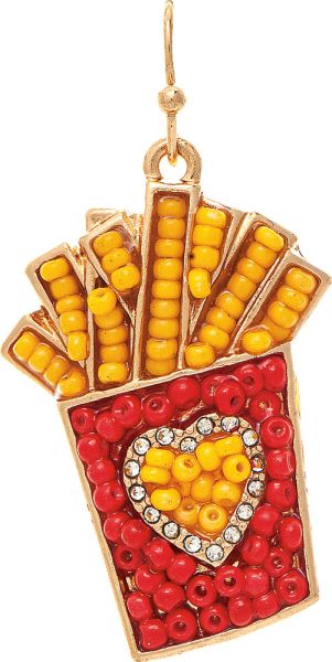 Multicolor Beaded French Fries Earrings