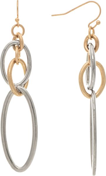 Two Tone Mixed Oval Earrings