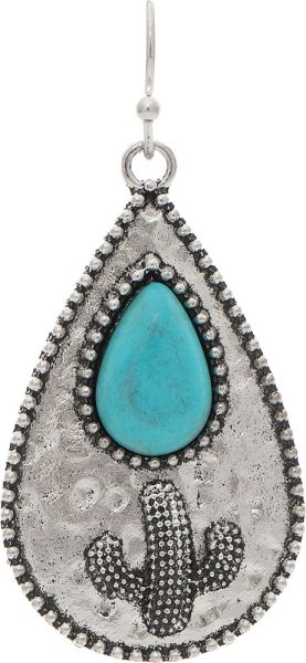 Western Cactus Teardrop Earrings