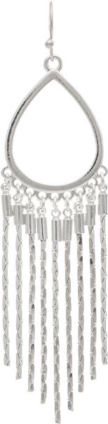 Silver Chain Fringe Teardrop Earring
