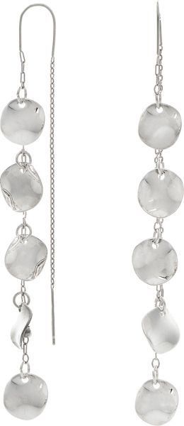Silver Disc Threader Earrings