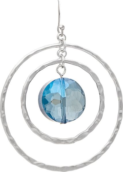 Hammered Metal Hoop Crystal Earrings