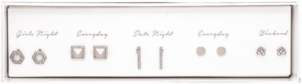 Silver Geometric Earrings Set