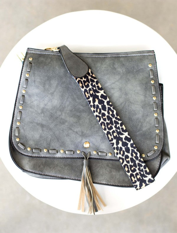 Ellie Leopard Strap Saddle Bag