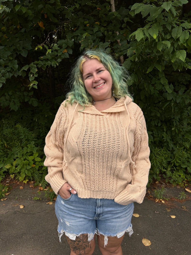 Ellie Oversized Cable Knit Hoodie
