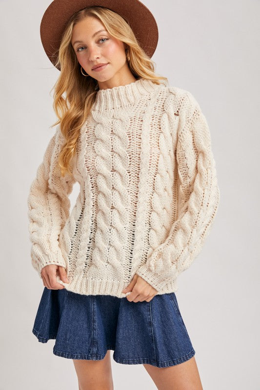 Elsie Chunky Knit Mock Neck Sweater