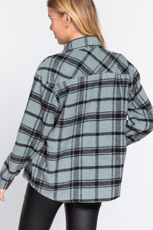 Emilia Wool Blend Plaid Shacket