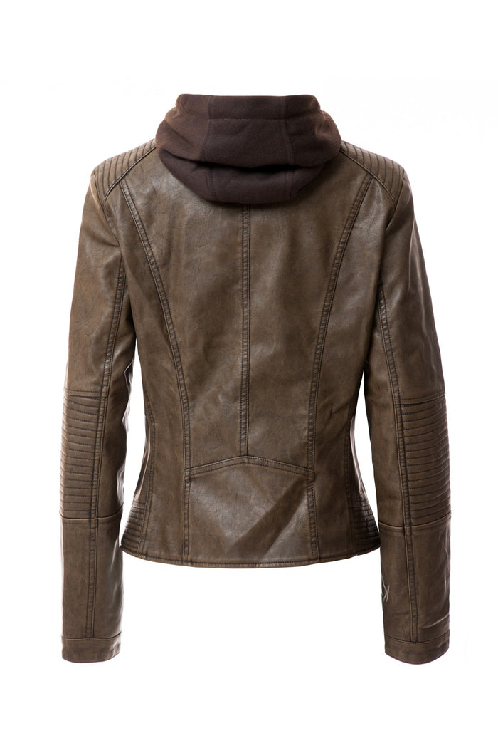 Emily Faux Leather Hooded Jacket