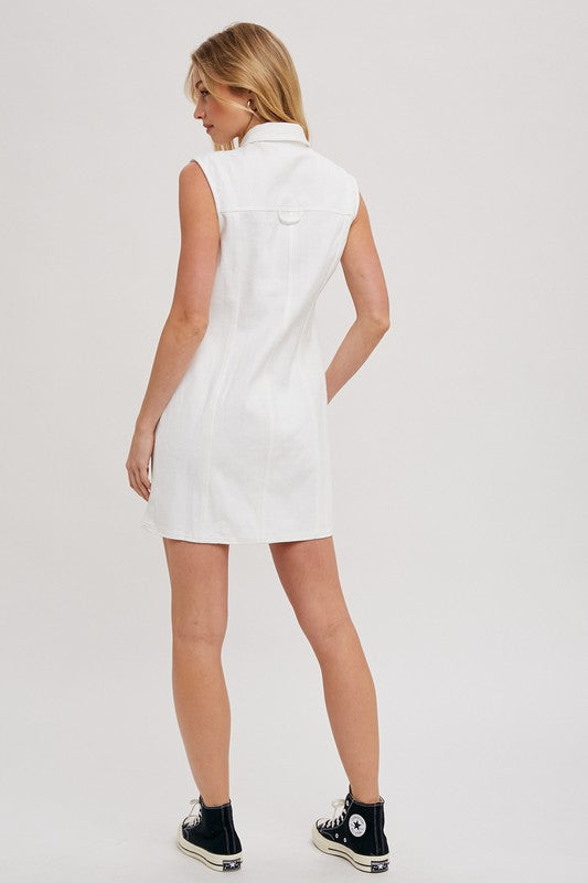 Emmie Denim Mini Dress - Ivory