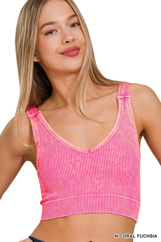 Erin Washed Ribbed V-Neck Bralette