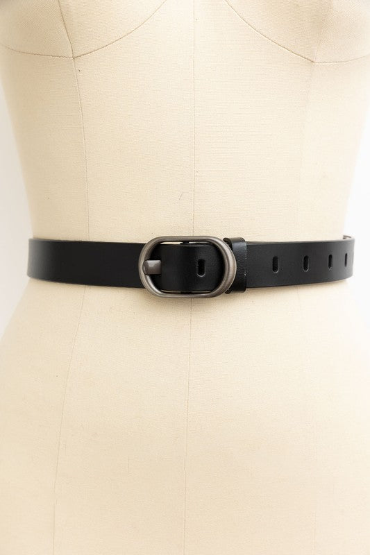 Fran Oval Buckle Leather Belt