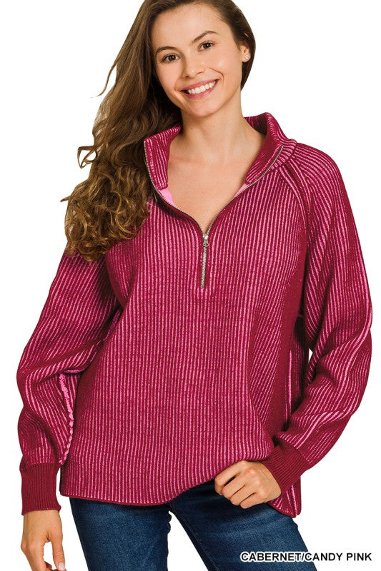 Frida Two Tone Half Zip Sweatshirt