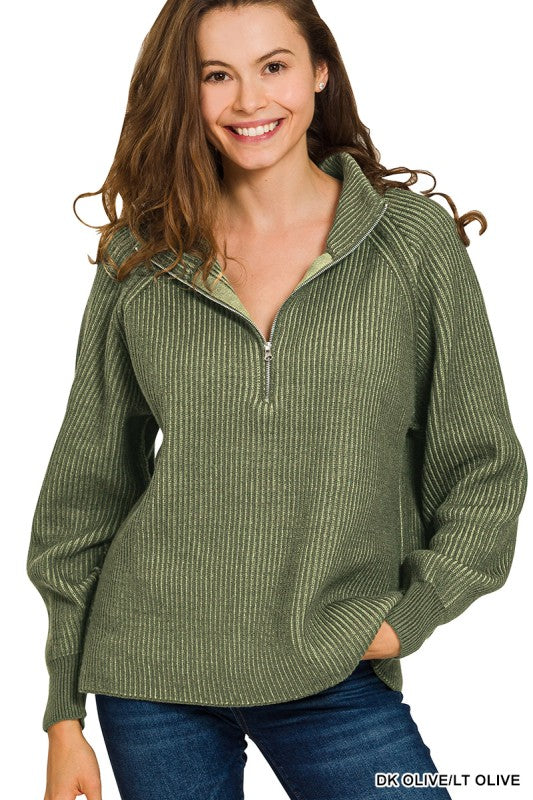 Frida Two Tone Half Zip Sweatshirt