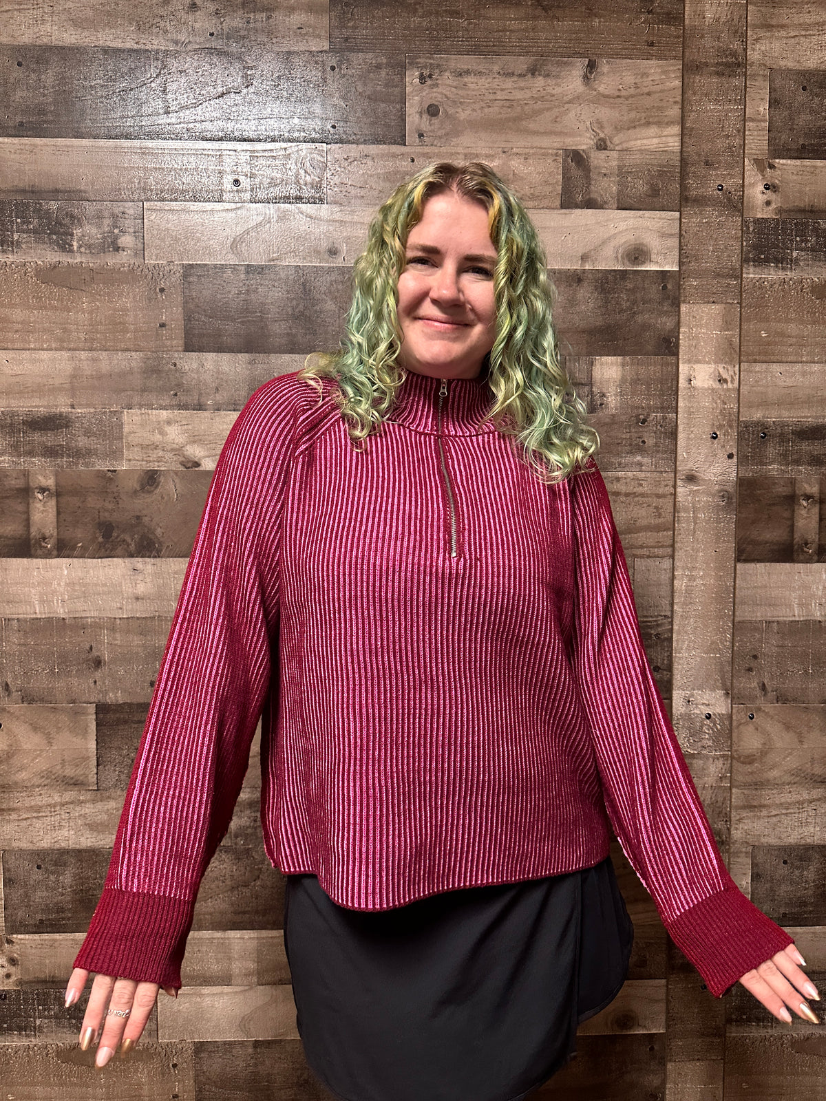 Frida Two Tone Half Zip Sweatshirt