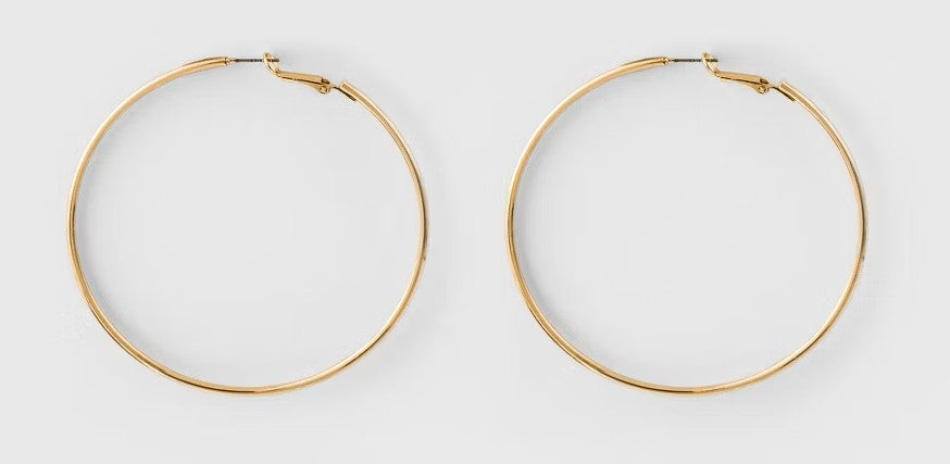 Gold Tone Large Hoop Earrings