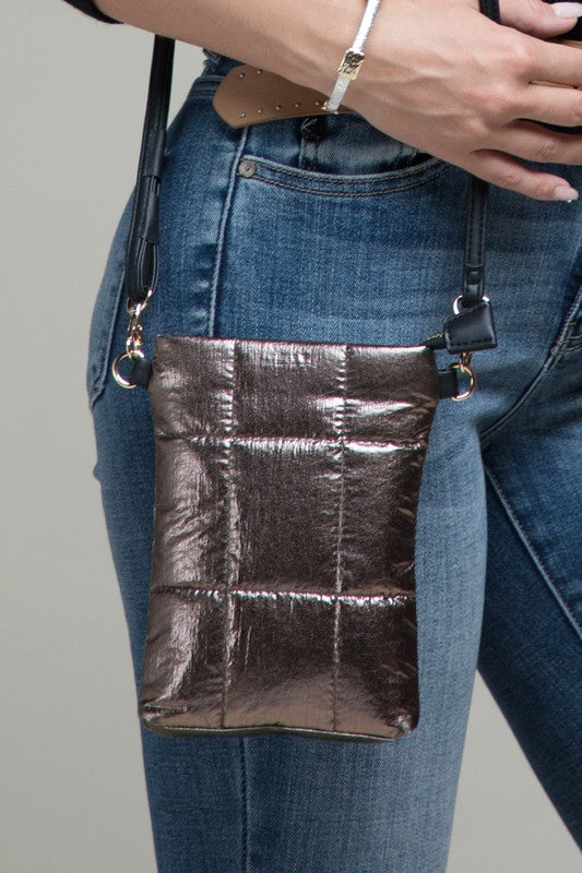 Gabi Metallic Quilted Crossbody Bag