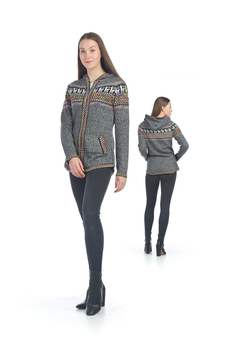 Georgia Fair Isle Hooded Jacket - Gray