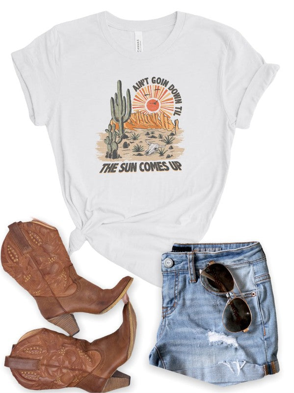 "Ain't Going Down Til The Sun Comes Up" Graphic Tee - White