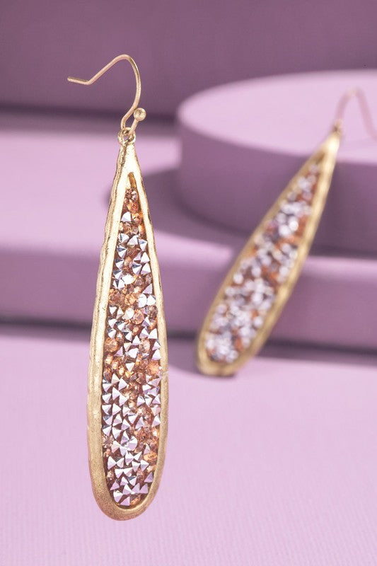 Sunburst Glitter Stone Earrings