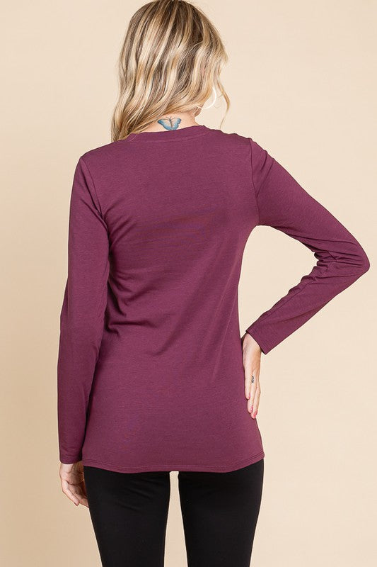 Hailey V-Neck Long Sleeve Top - Purple