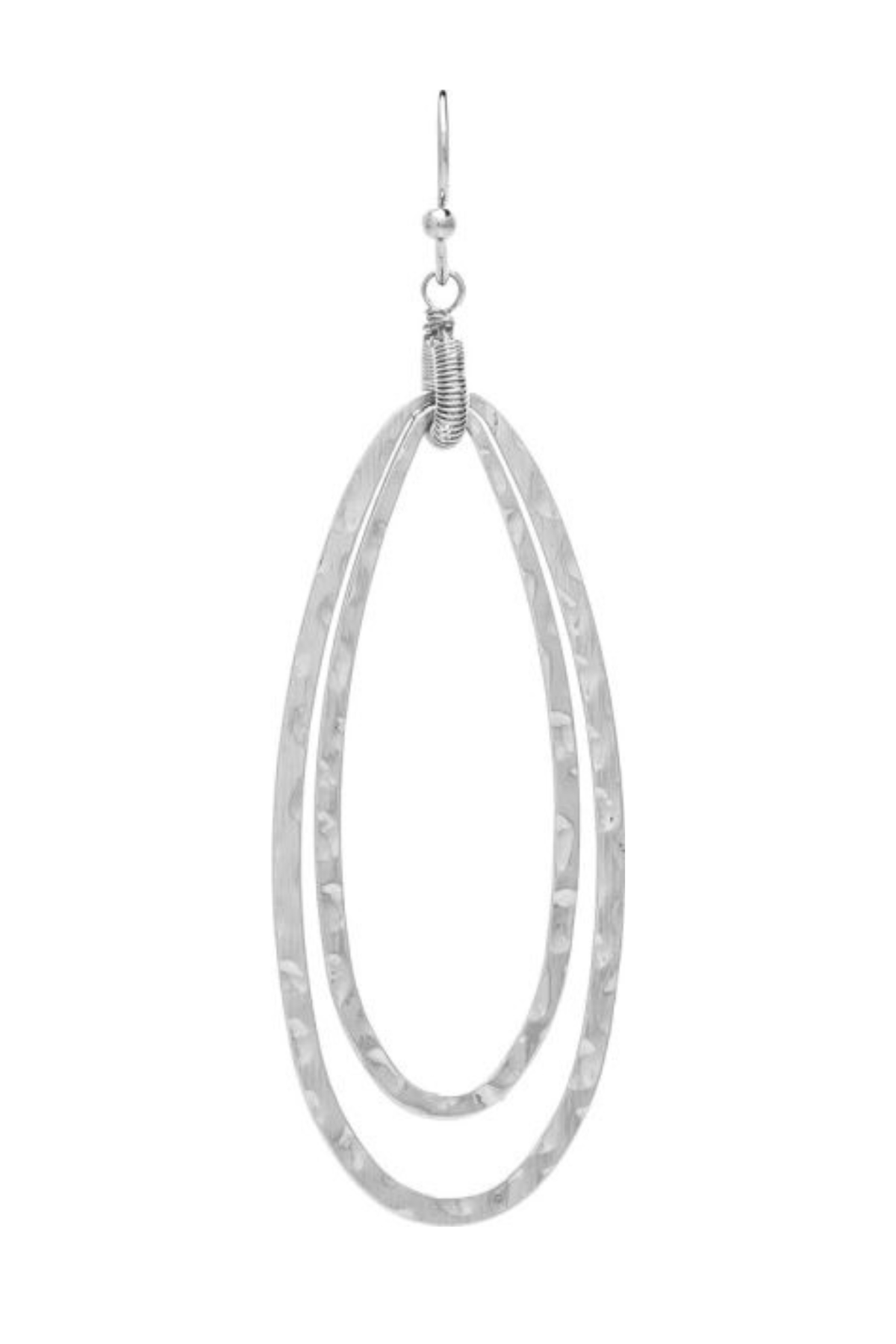 silver Hammered Metal Oval Earrings
