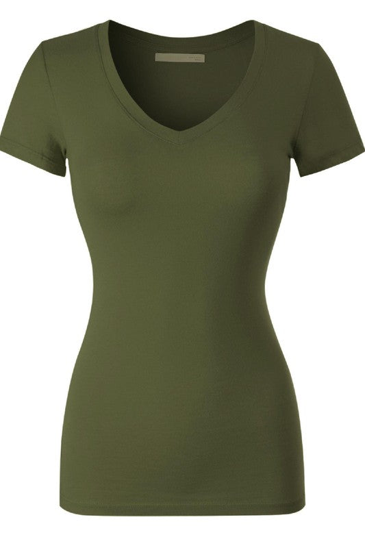 Kathy Basic Fitted Tee - Olive