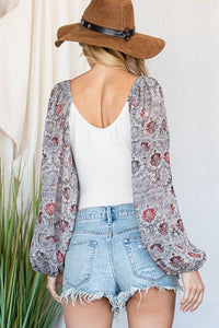 Heidi Printed Puff Sleeve Bodysuit