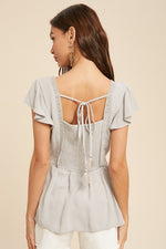 Holly Flutter Sleeve Tie-Back Top - Dove Gray
