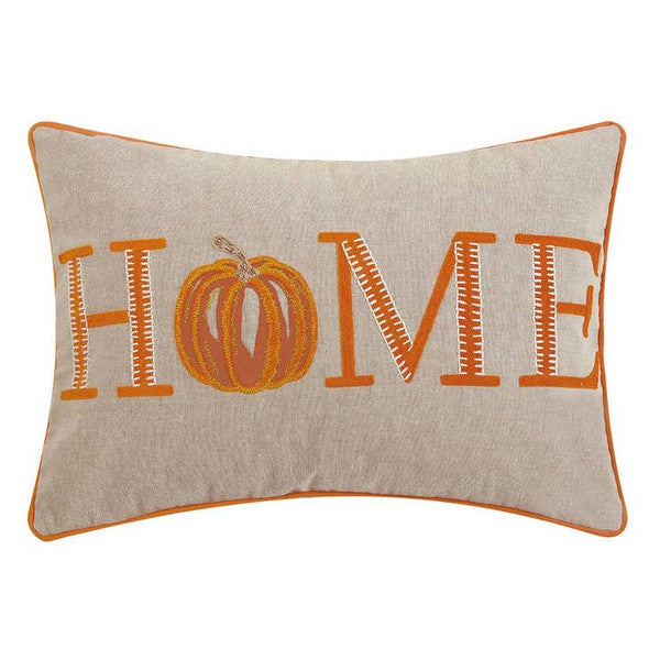 "Home" Pumpkin Embroidered Throw Pillow