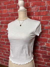 Lizzy Lettuce Trim Cropped Tee - White
