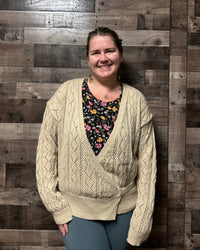 Nicole Pointelle Wrap Sweater